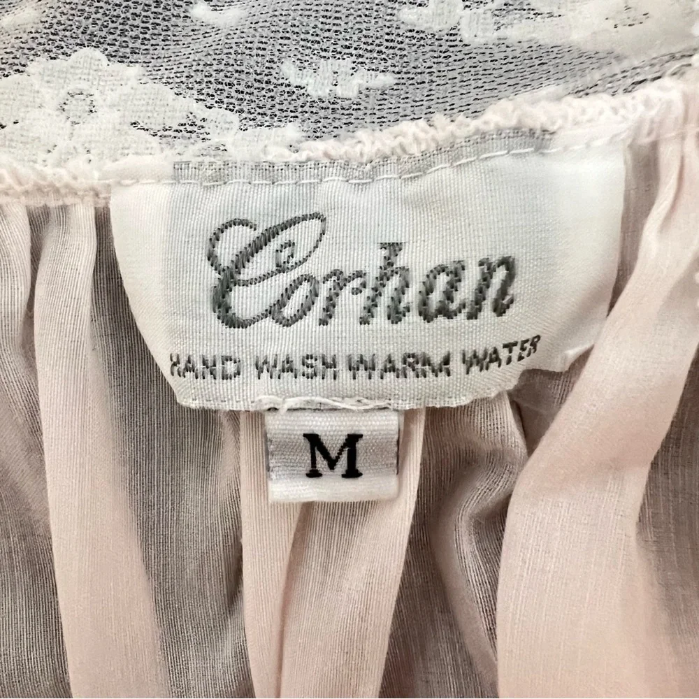 Vintage CORHAN Pink Lace Nursing Nightgown Chemise with Flaw - Picture 3 of 15